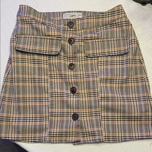 Urban Outfitters A-Line Plaid Skirt - Brown and Orange